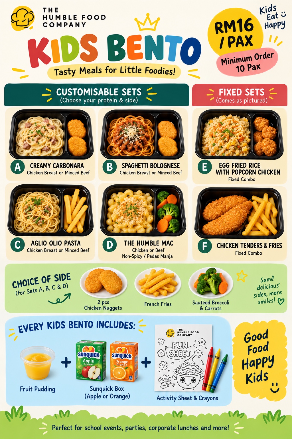 Menu Kids Bento RM16 The Humble Food Company